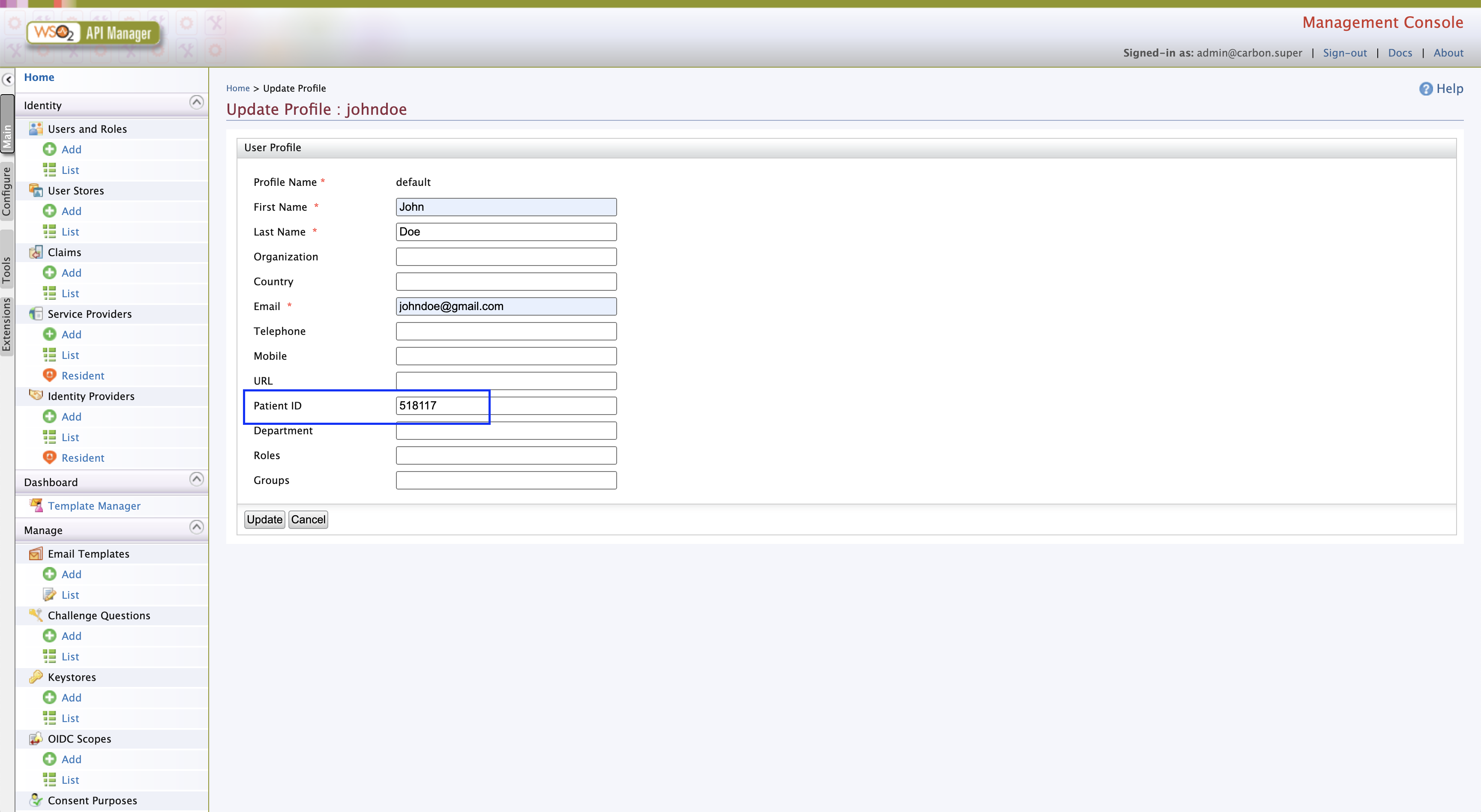 Assign Patient ID in Carbon Console